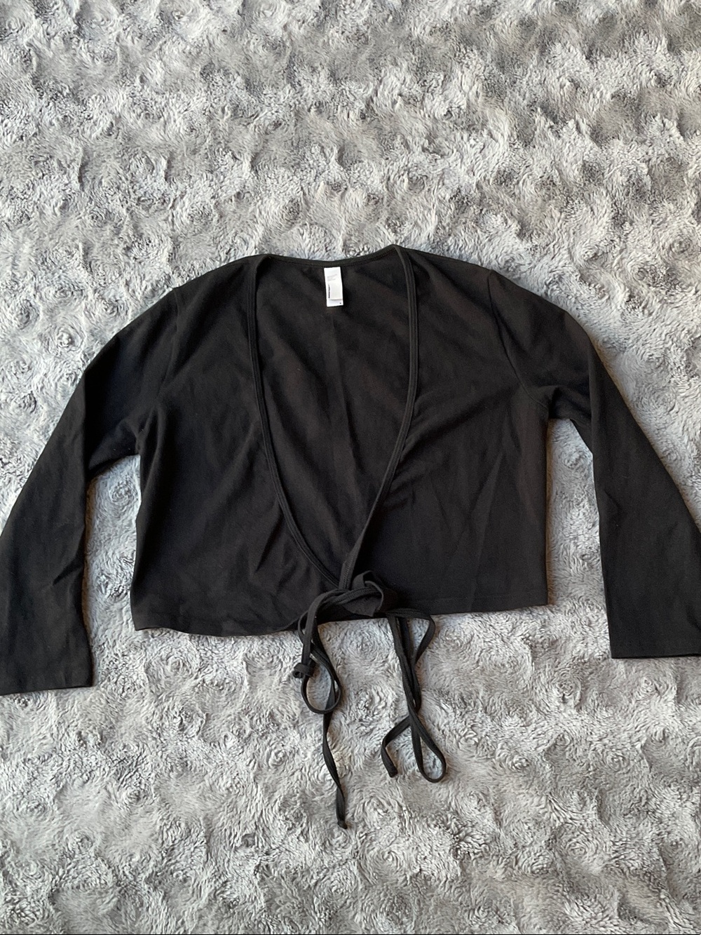 American Apparel Black Crop Wrap Top